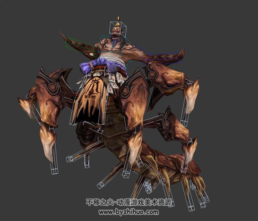 斗战神 百目魔君3DMax模型 全套动作带绑定分享下载