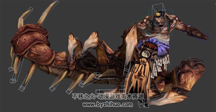 斗战神 百目魔君3DMax模型 全套动作带绑定分享下载
