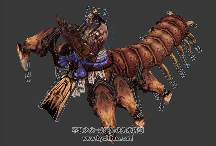 斗战神 百目魔君3DMax模型 全套动作带绑定分享下载