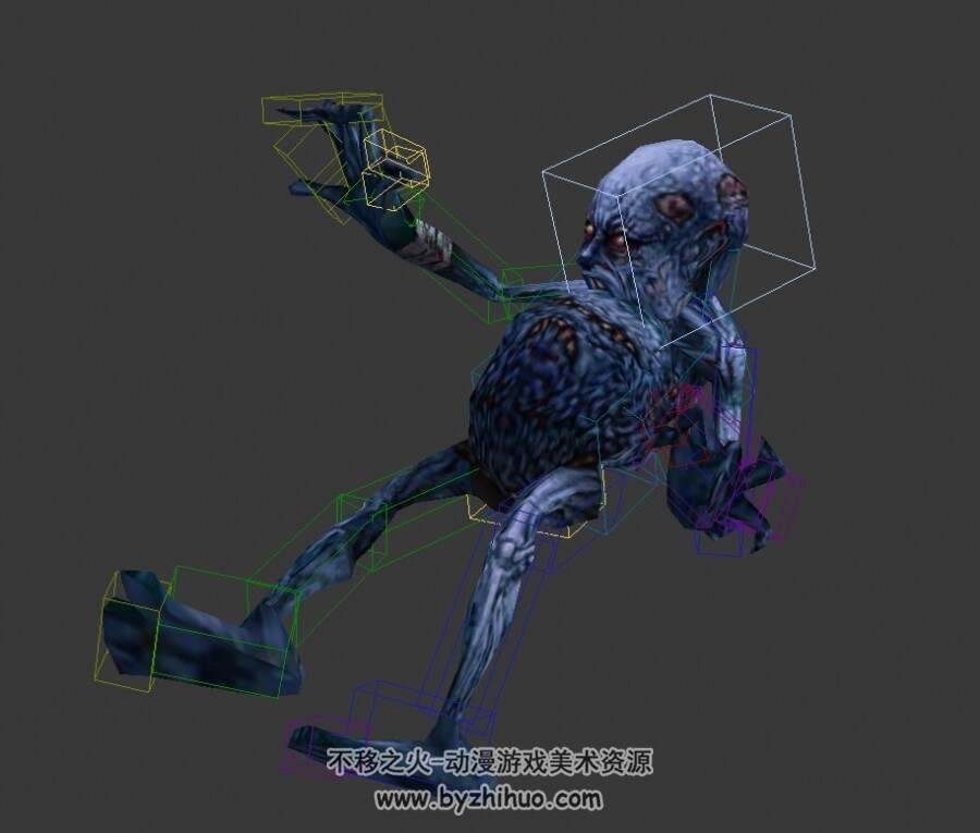 游戏怪物怨灵3DMAX模型分享下载 带骨骼全套动作