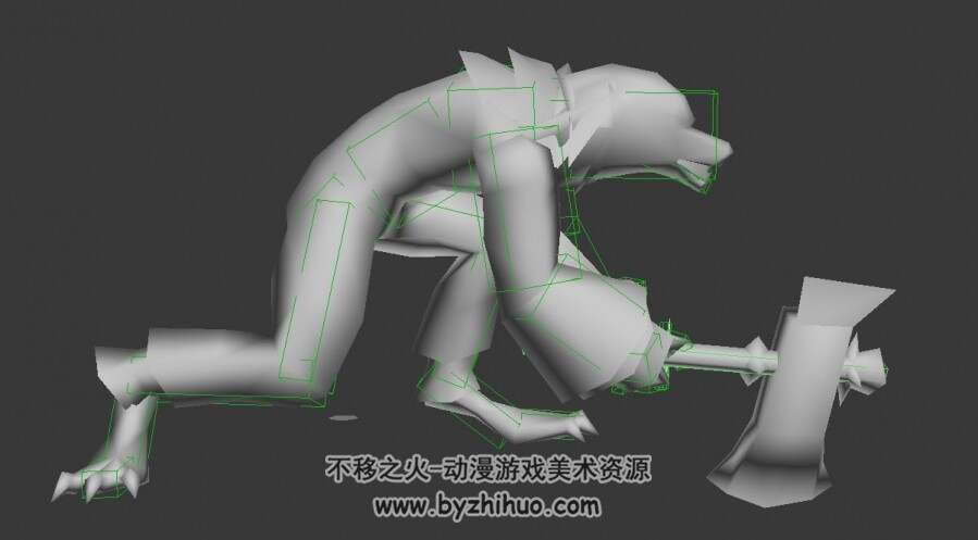 战斧魔狼怪物3DMax模型下载 全套动作带绑定有贴图