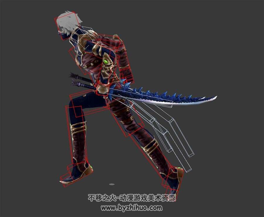 游戏人物男性角色刺客3DMAX模型下载 带绑定全套动作