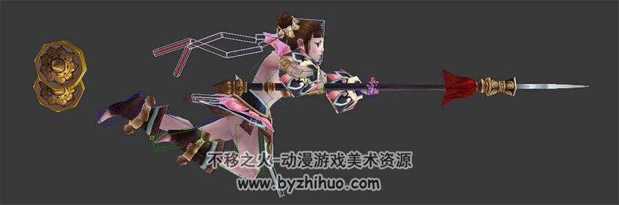 中国神话人物角色哪吒3dMax模型分享 儿时少年三头六臂形态带骨骼动作下载