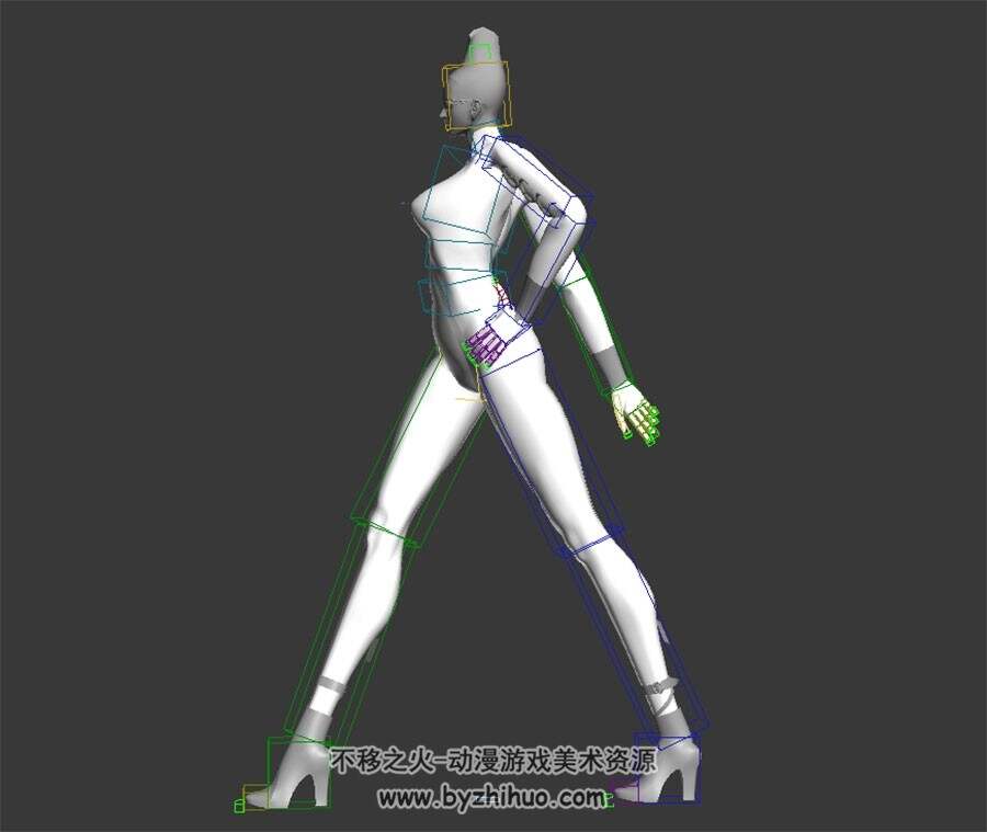 性感女人走路动作3DMax模型下载 带绑定