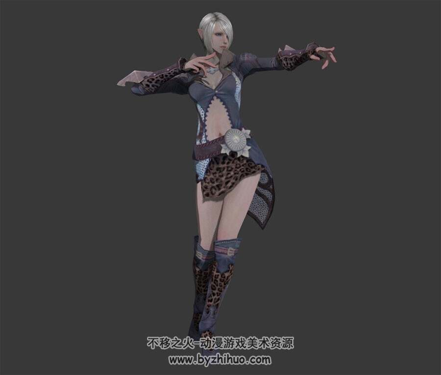 TERA 魔幻人物女性角色法师3DMax模型下载 全套动作