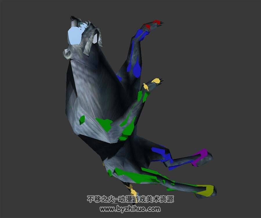游戏生物灰狼野狼3DMAX模型下载 带骨骼全套动作