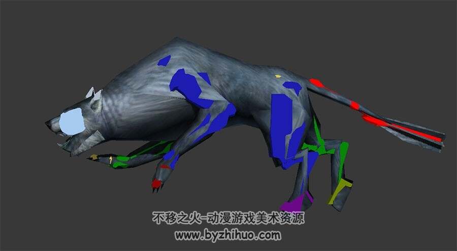 游戏生物灰狼野狼3DMAX模型下载 带骨骼全套动作