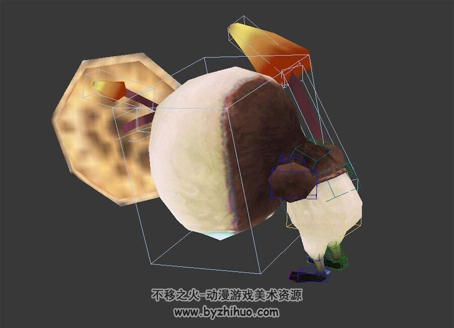 游戏小怪物幼年孢子兽3DMax模型下载 带绑定全套动作