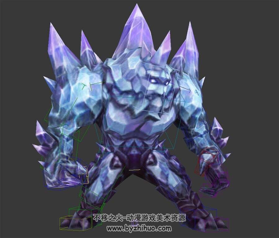 冰雪怪物攻击动作3DMax模型下载 带绑定
