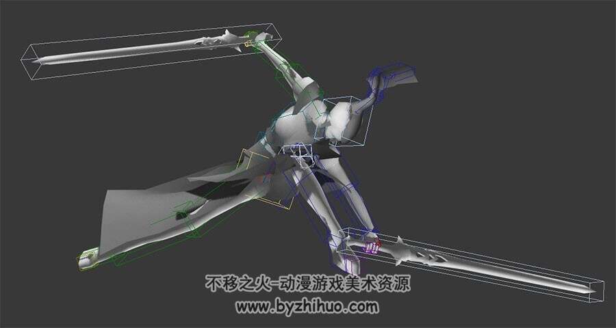 一古装女子舞剑攻击动作3DMax模型下载