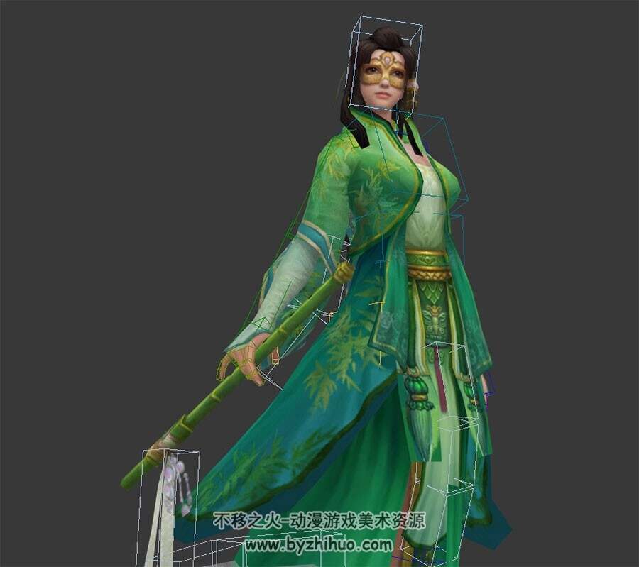 金庸群侠传程英带绑定攻击动作 3dmax模型下载