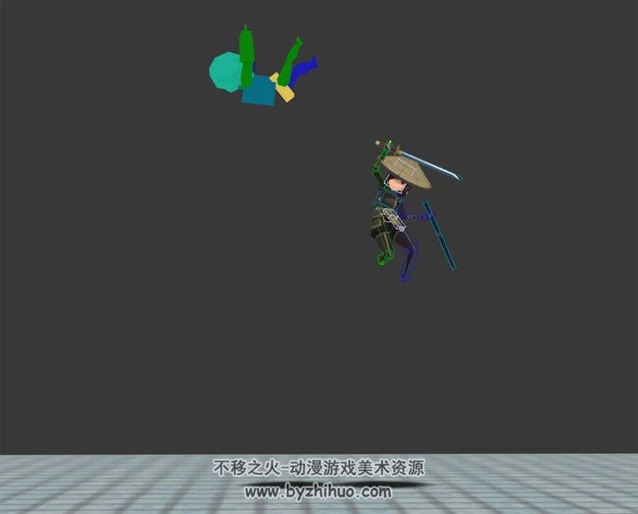 Q版古装女侠剑客3DMAX模型带骨骼分享 一套帅炸的攻击动作!