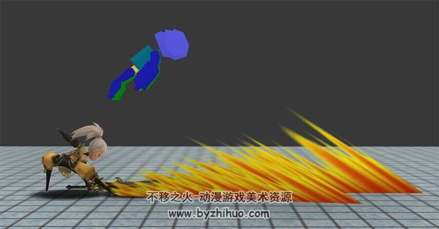 Q萌女重剑击败对手动画3DMax模型下载 带绑定