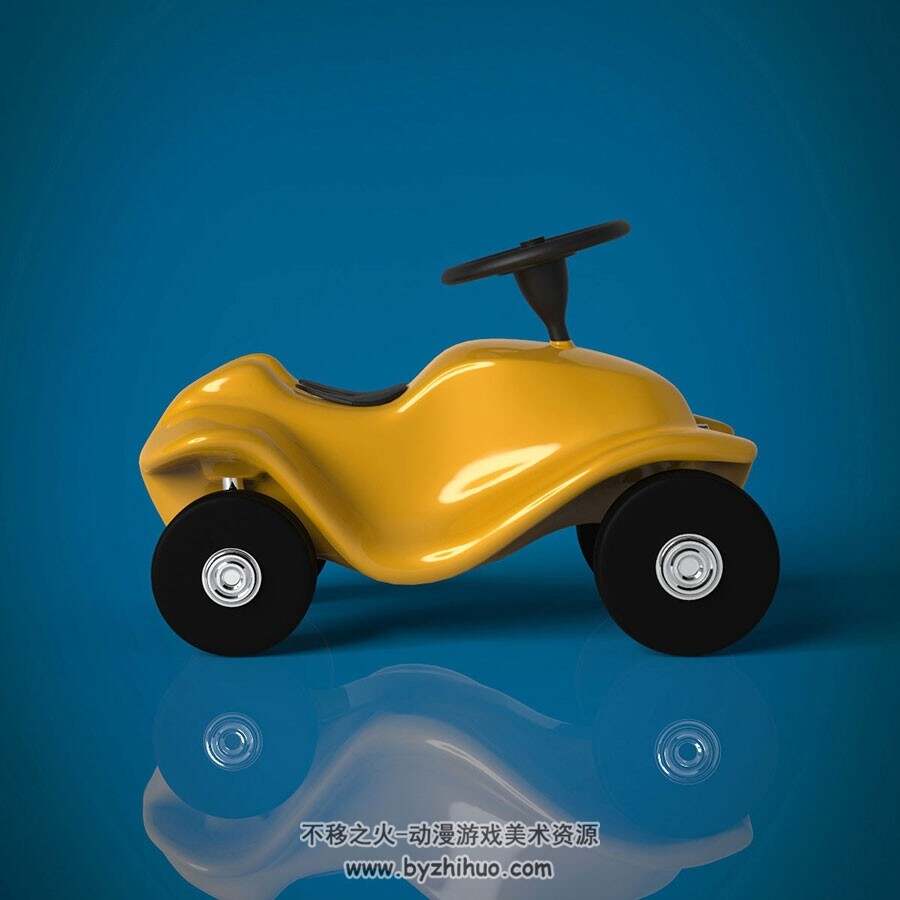 Toy Car小黄儿童玩具车3D模型四边面分享 多种格式下载