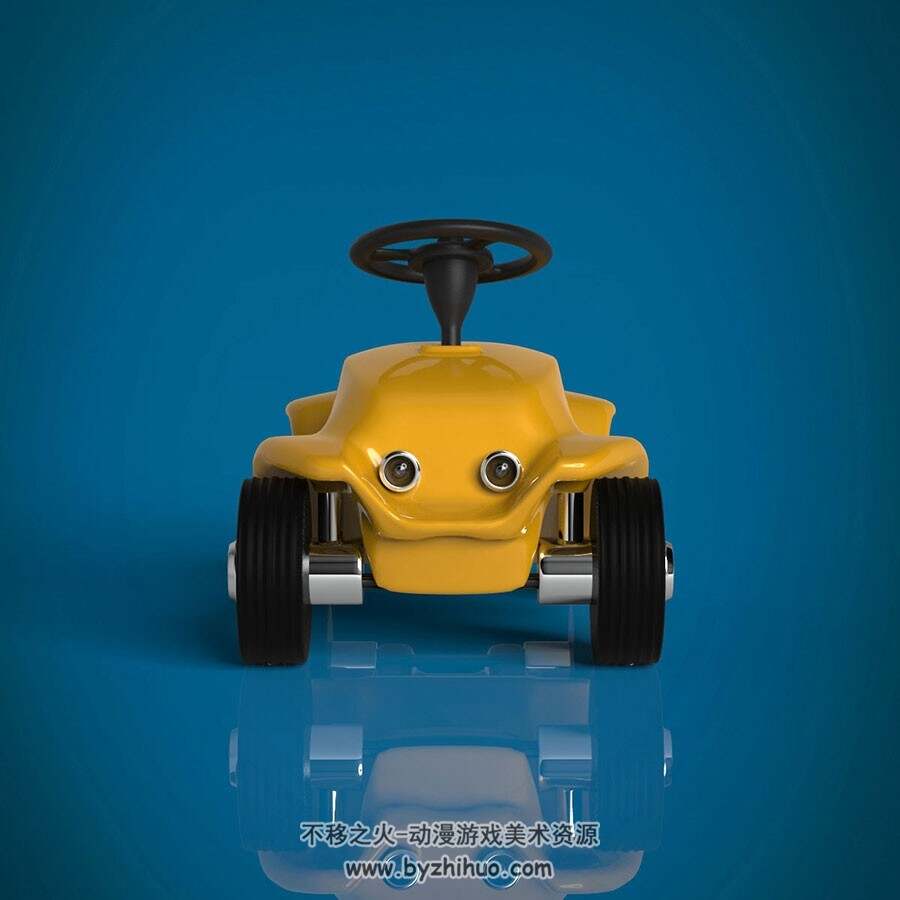 Toy Car小黄儿童玩具车3D模型四边面分享 多种格式下载