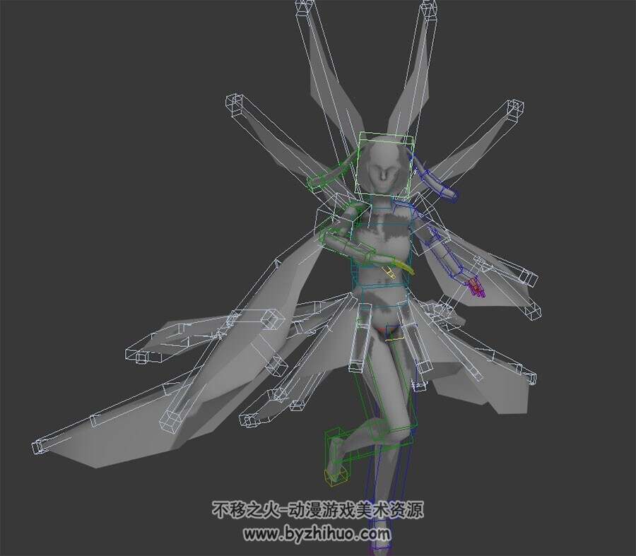 中式仙侠玄幻游戏妖精女子角色3DMax模型下载 带绑定