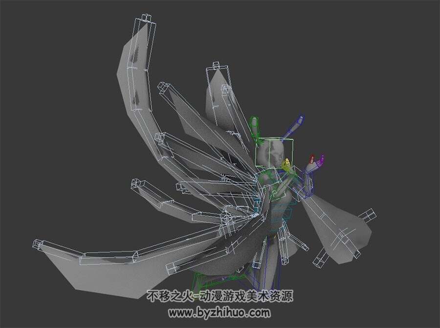 中式仙侠玄幻游戏妖精女子角色3DMax模型下载 带绑定