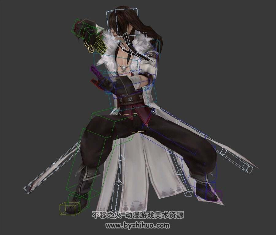 中式古装武林男子一套拳法动作3DMax模型带绑定下载