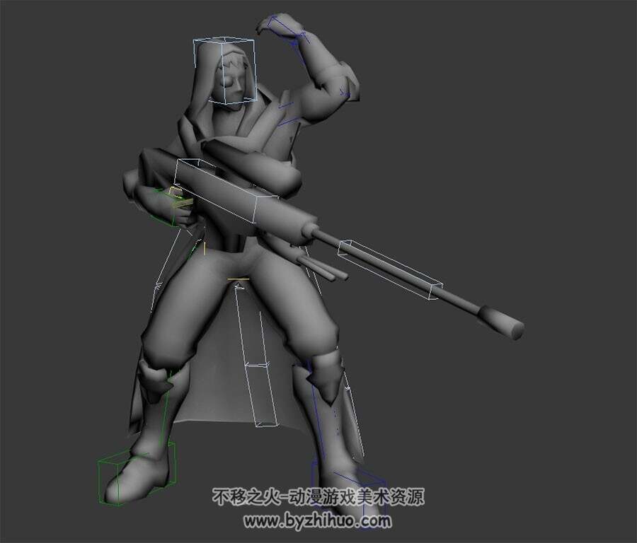阻击手带绑定全套动作3DMax模型下载
