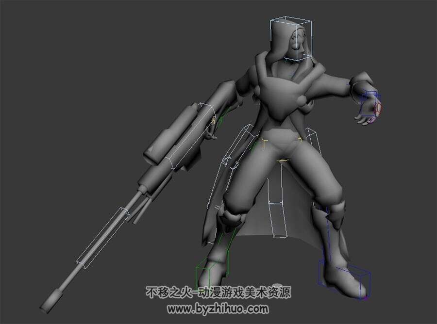 阻击手带绑定全套动作3DMax模型下载