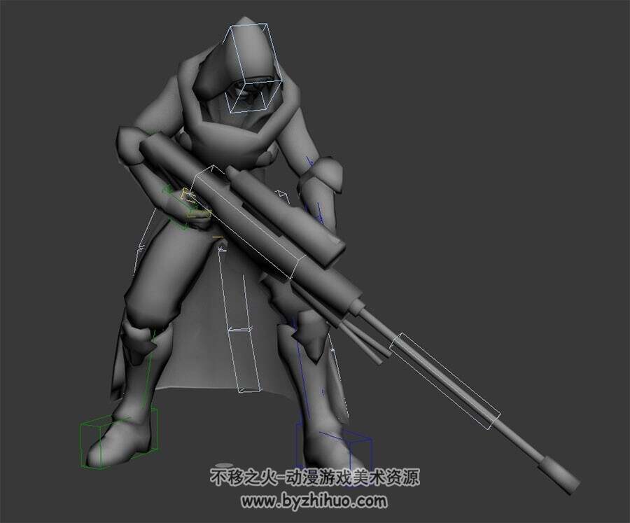 阻击手带绑定全套动作3DMax模型下载