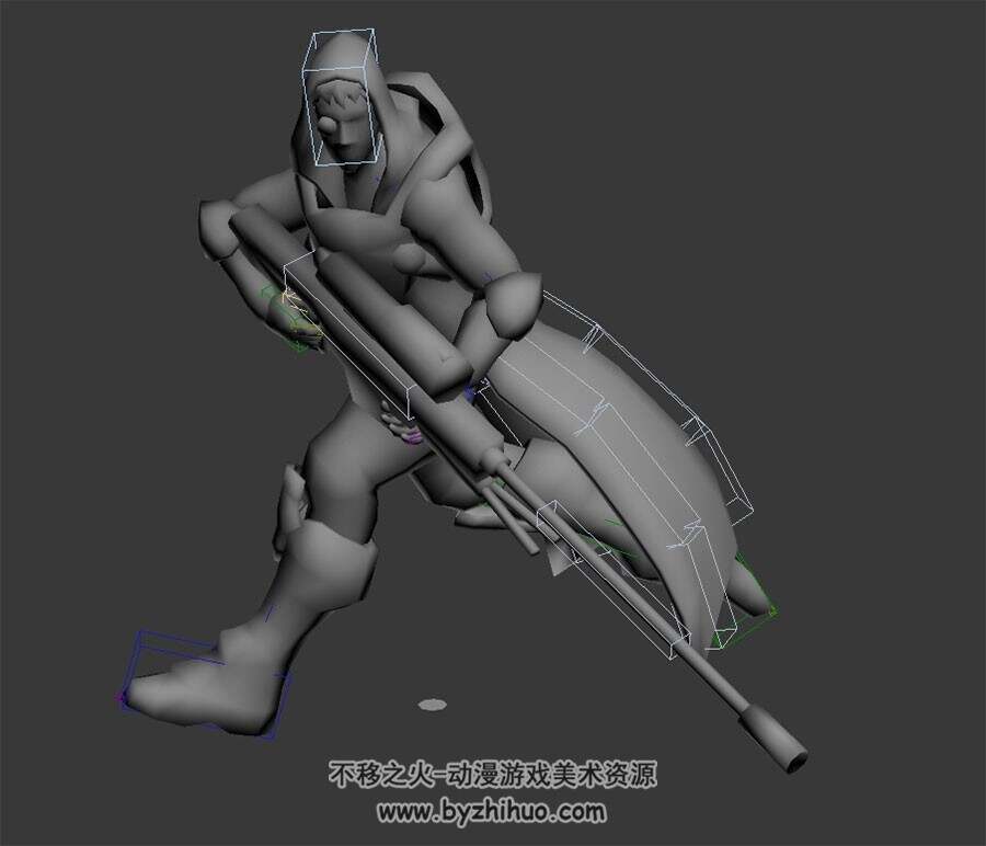 阻击手带绑定全套动作3DMax模型下载