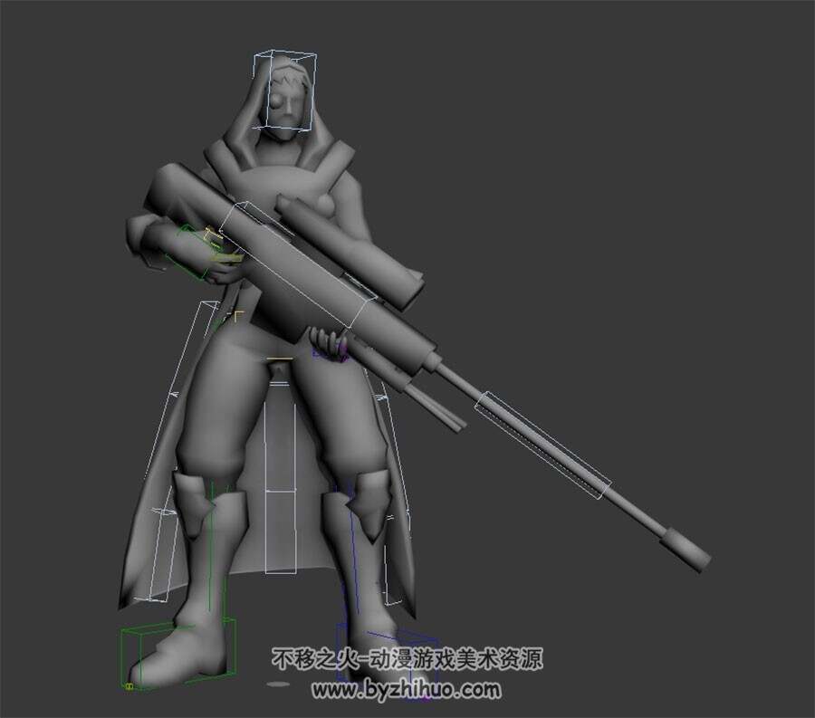 阻击手带绑定全套动作3DMax模型下载