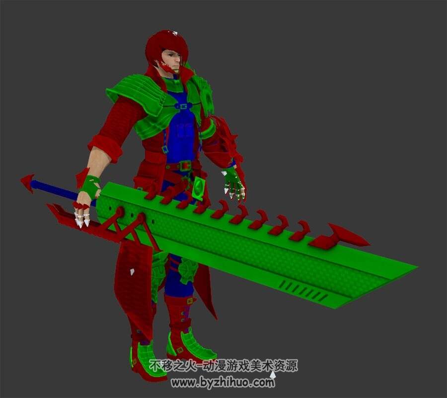 欧美风重剑铠甲勇士3DMax模型带骨骼下载