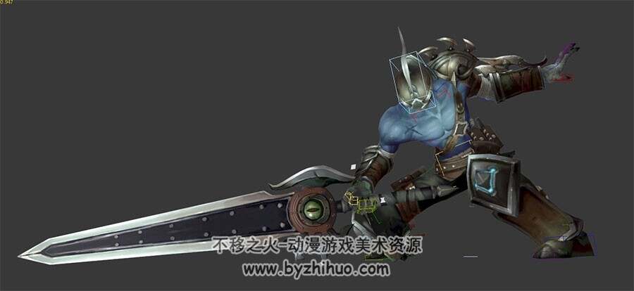 异族铠甲剑士持剑攻击动作3DMax模型下载 带绑定