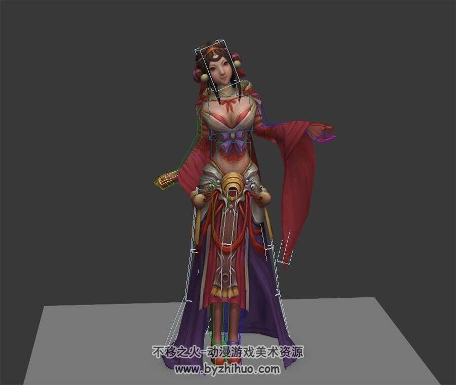 中式古装美人百花羞3DMAX模型下载 带绑定休闲动作