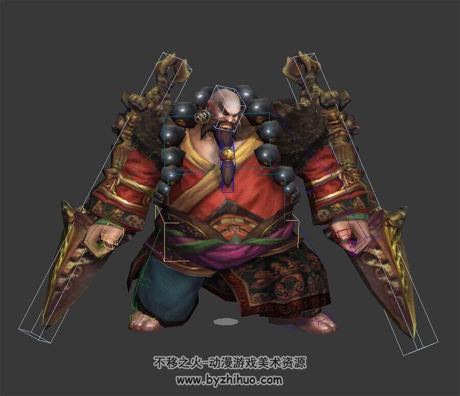 勇士达尔巴连击动作3D模型 格式max带绑定下载