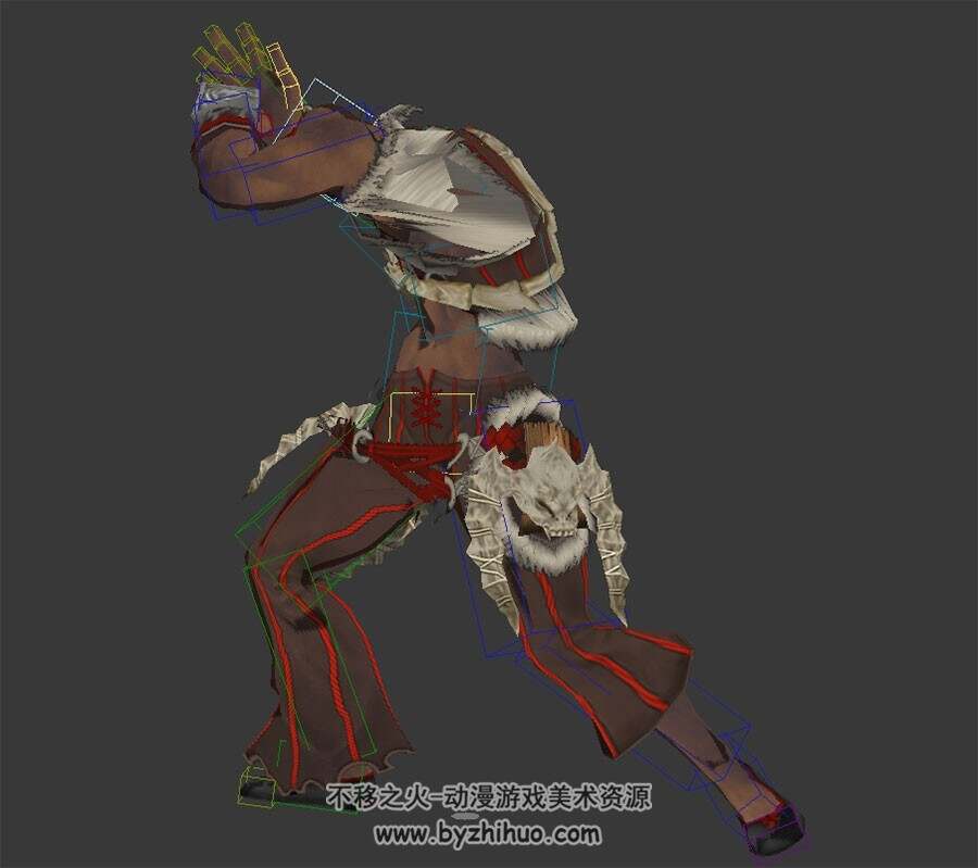 光头武士一套连续攻击动作3DMax模型下载 带绑定
