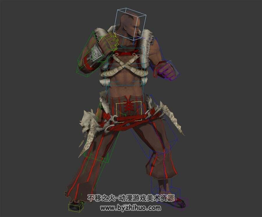 光头武士一套连续攻击动作3DMax模型下载 带绑定