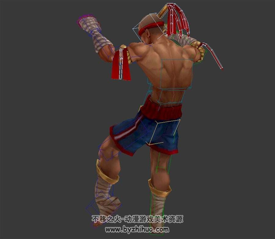 泰拳pose男子3DMax模型分享下载 带绑定