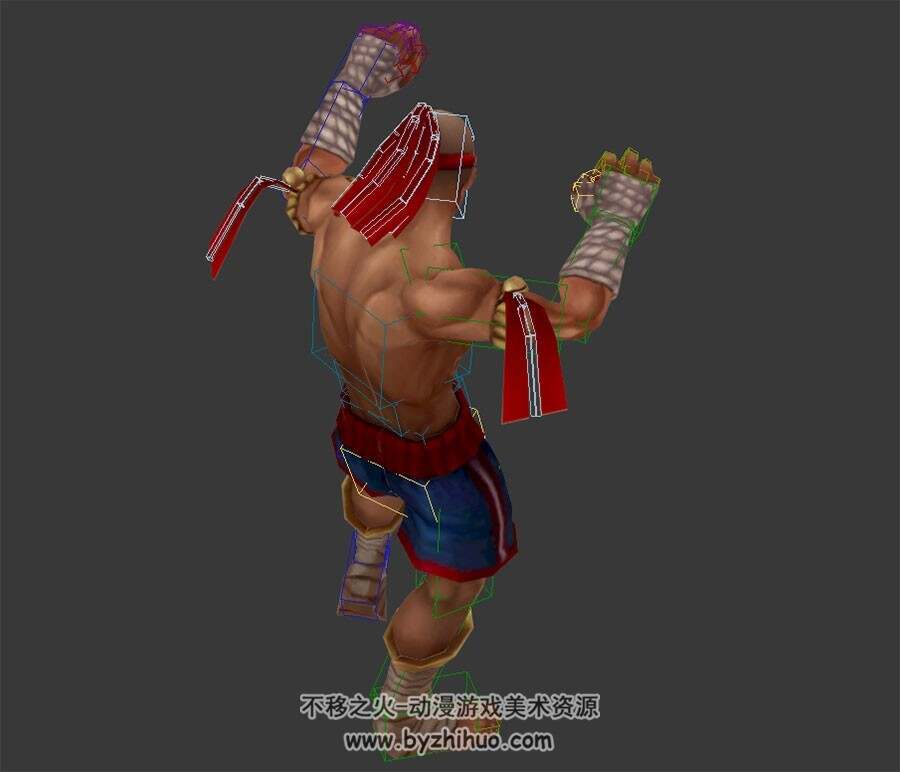 泰拳pose男子3DMax模型分享下载 带绑定