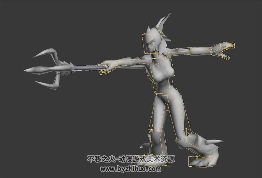 游戏人物女龙法师3DMax模型下载 带绑定全套动作