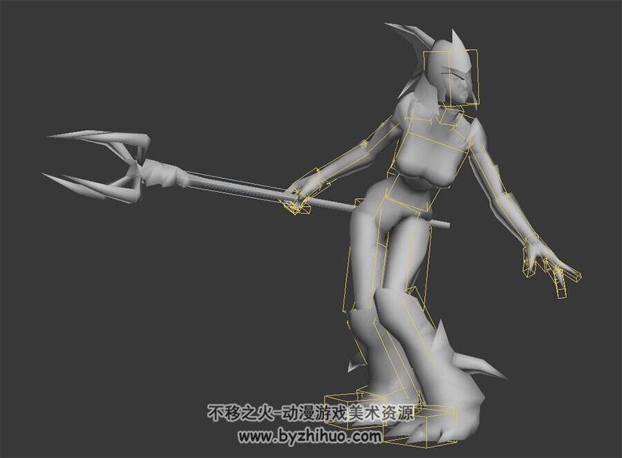 游戏人物女龙法师3DMax模型下载 带绑定全套动作
