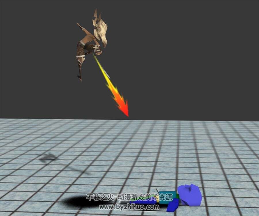 Q版武士角色一套双刀攻击动作3DMax模型下载 带绑定全套动作