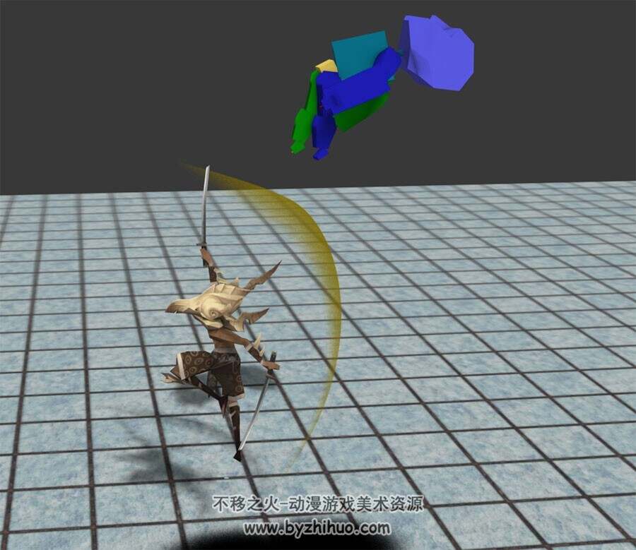 Q版武士角色一套双刀攻击动作3DMax模型下载 带绑定全套动作