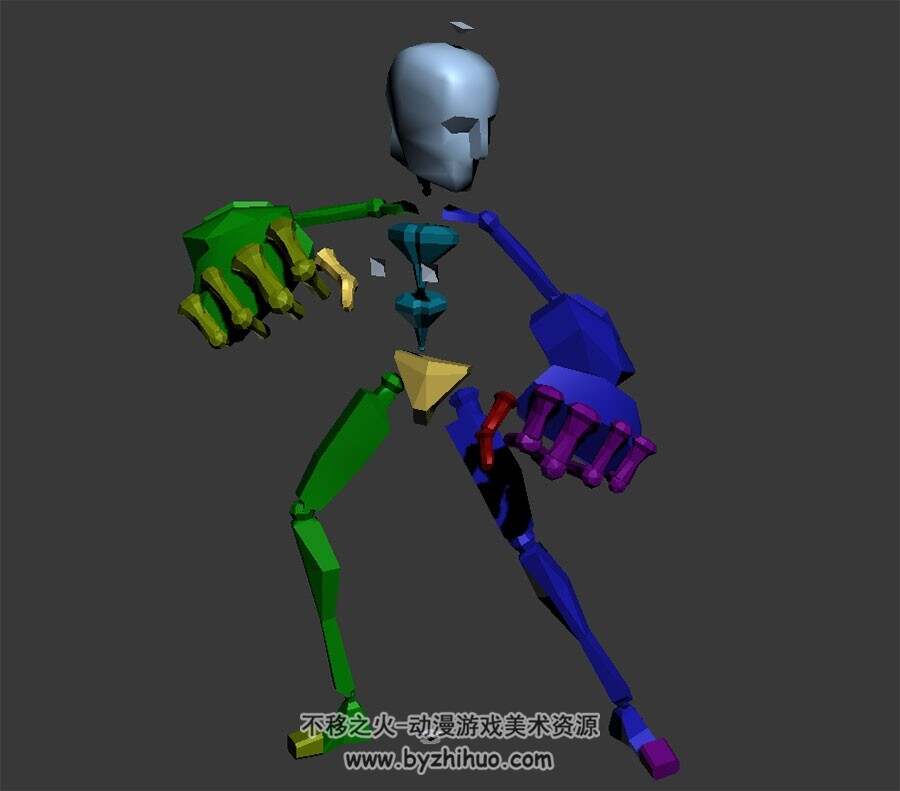3DMax游戏人物角色挥拳动作模型下载