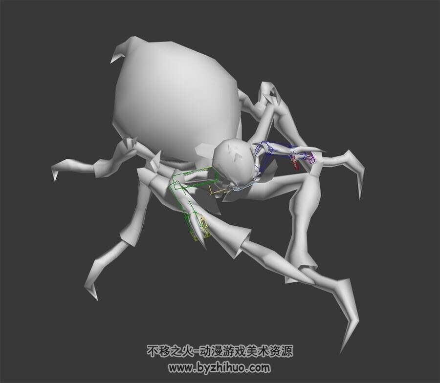 蜘蛛3种攻击动作3DMax模型带绑定下载