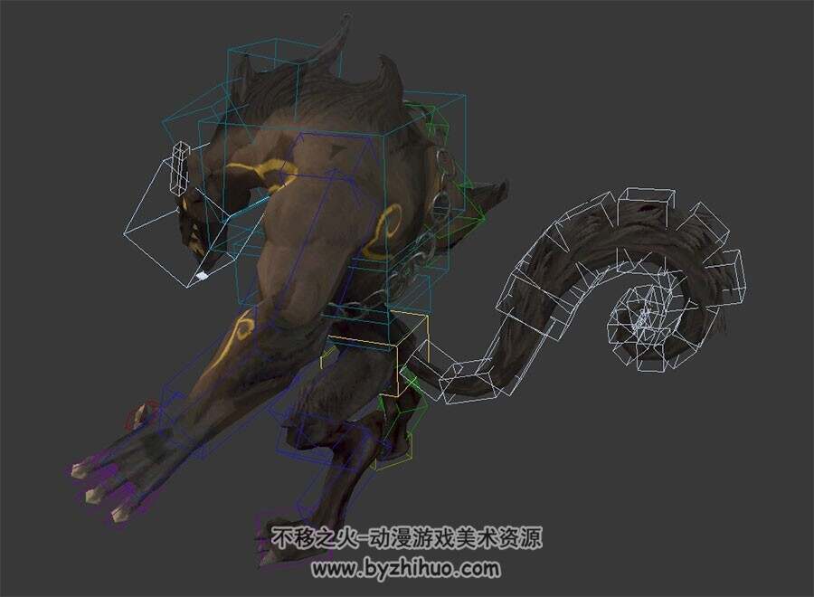 游戏怪物钢爪狼人3DMax模型下载 带绑定