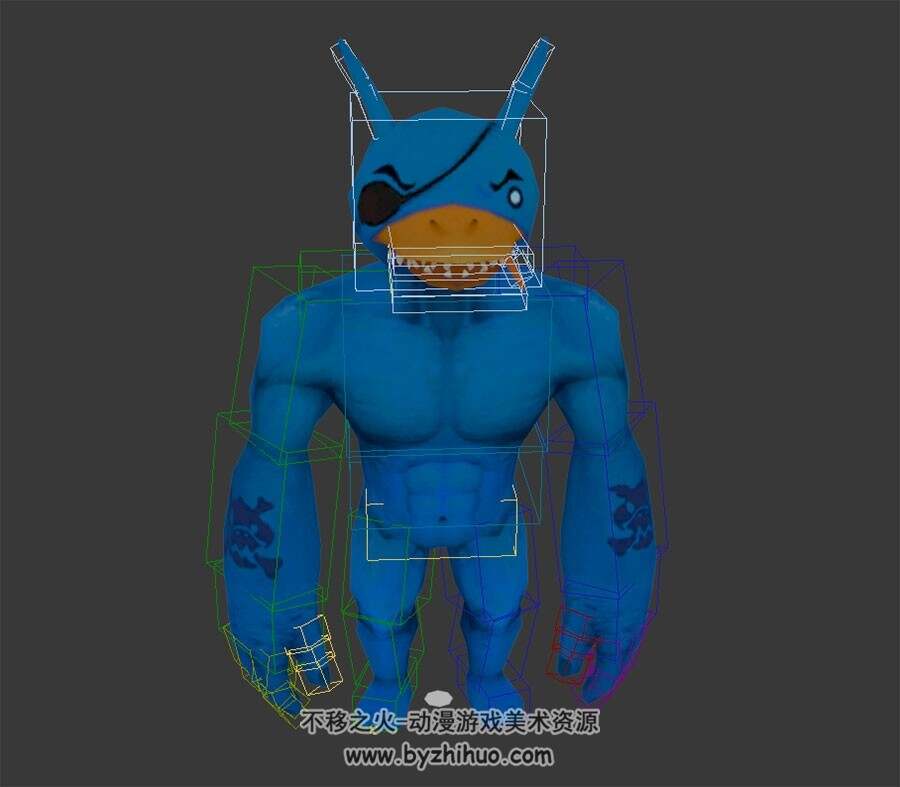 鸭嘴蓝星人3dmax模型下载带绑定