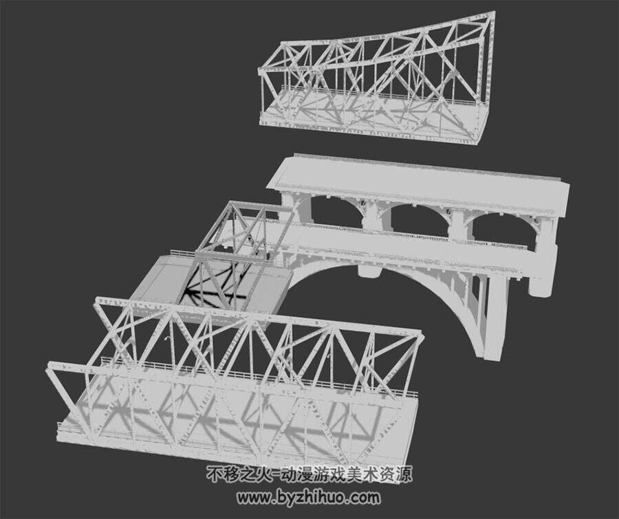 现代钢架桥 3DMax模型下载 无贴图