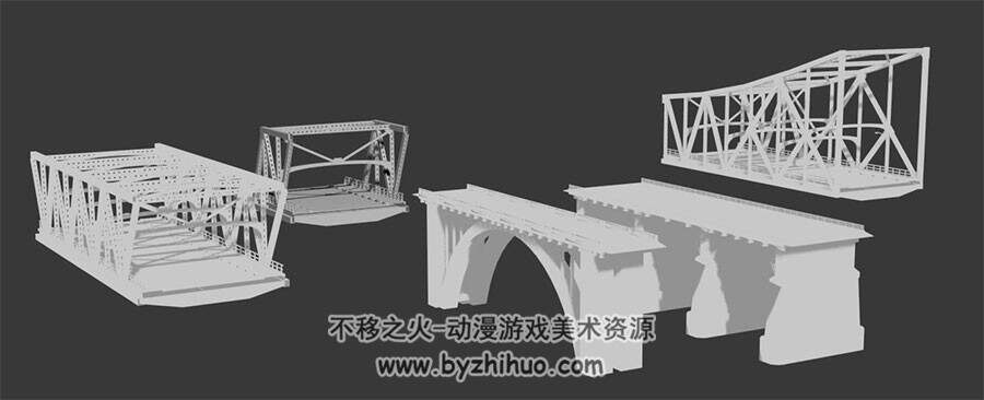 现代钢架桥 3DMax模型下载 无贴图