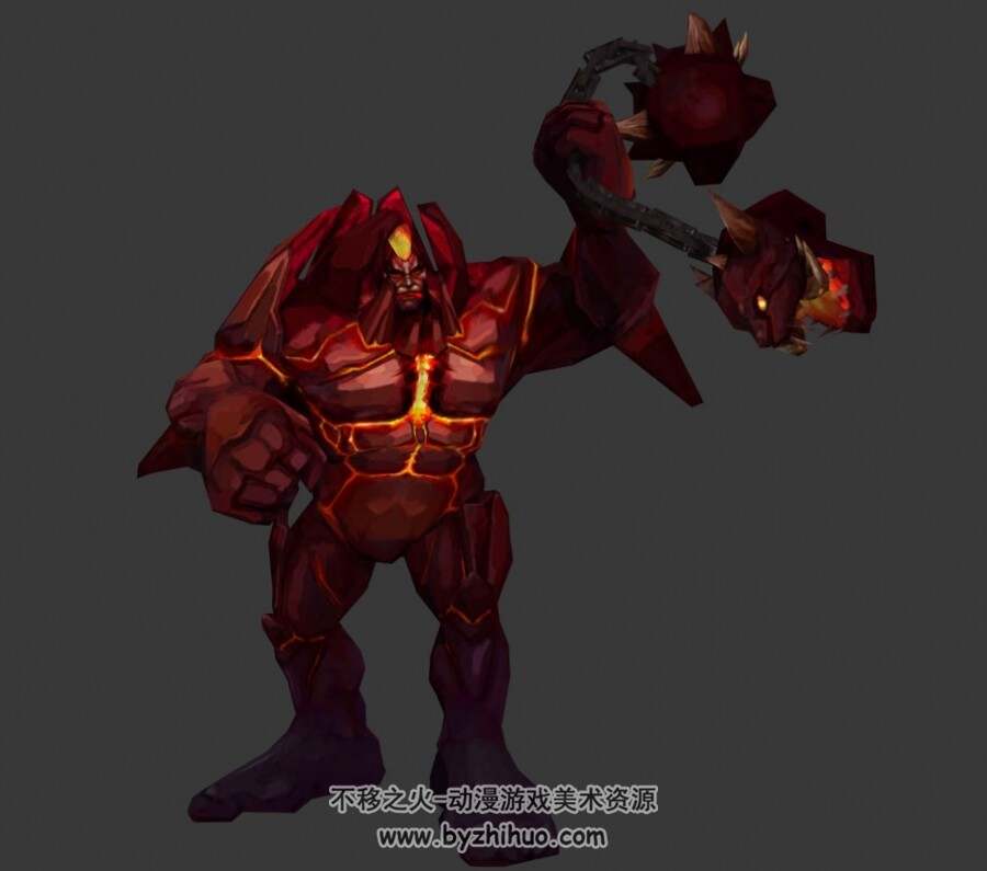 焰火石怪物攻击动作3DMax模型下载 带骨骼