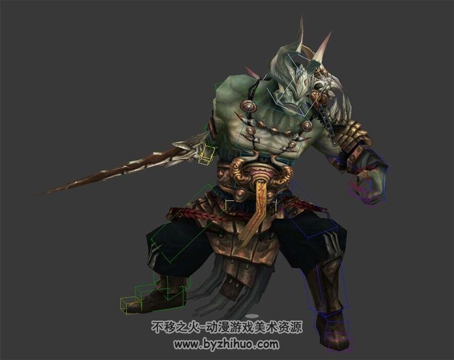 BOOS金角大王全套动作带绑定3DMax模型下载