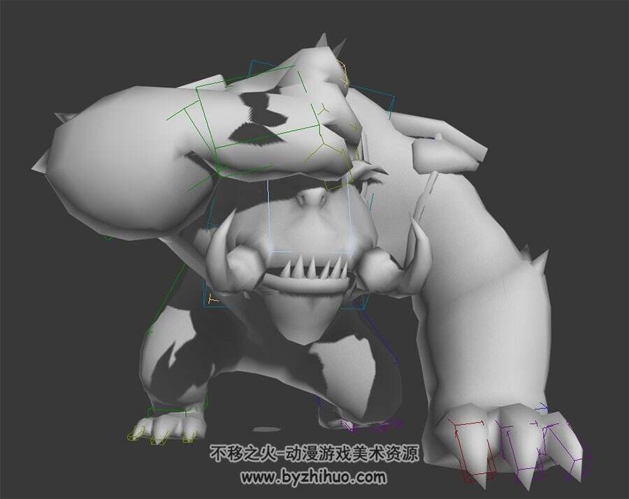 獠牙长臂猿怪物3DMax模型下载 带绑定全套动作