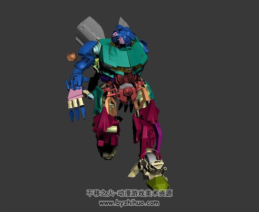 汽车人变身动画 3dMax模型下载带骨骼