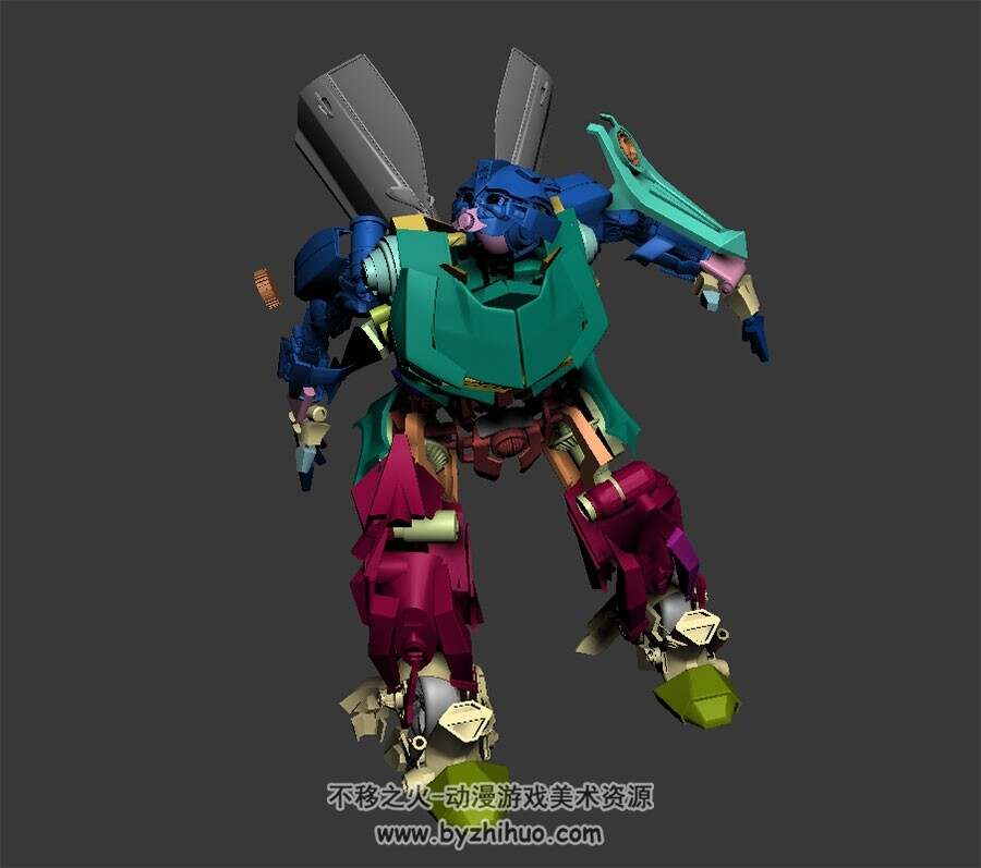 汽车人变身动画 3dMax模型下载带骨骼